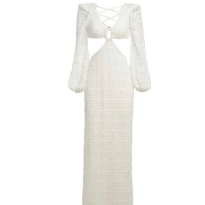 PatBO Crochet Cut Out Maxi Dress in White